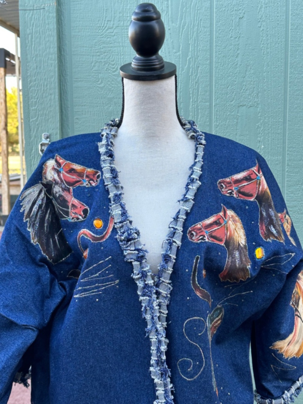 Vintage 80s Denim Western Jacket: Equestrian Horse Appliqué, Hand-Crafted - Picture 3 of 15